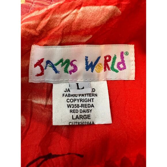 Vintage Jams World Red Daisy Print Spaghetti Strap Ruffle Hem Dress Size: Large - Picture 6 of 6